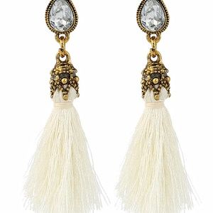 Water Drop RhinestoneTassel Earrings